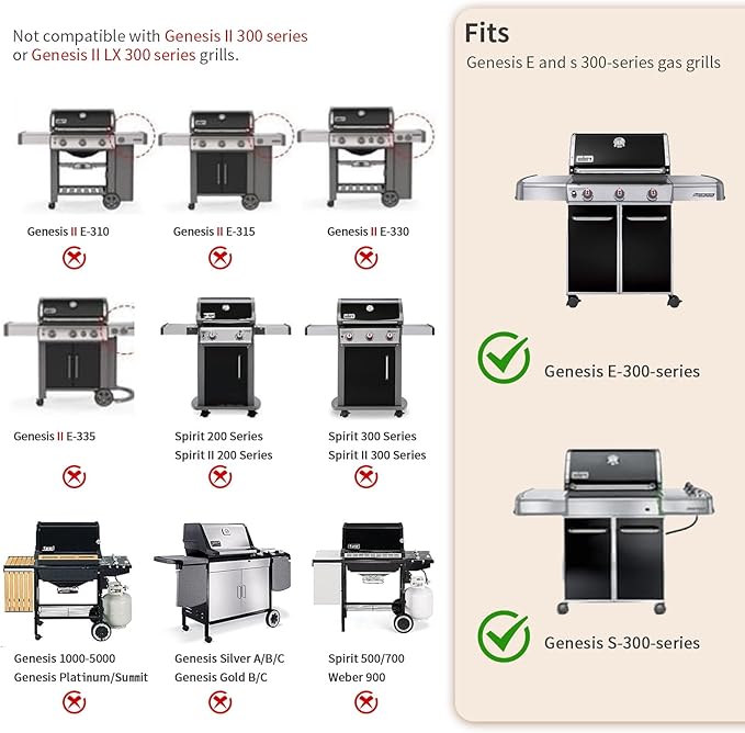 19.5" Solid Stainless Steel Cooking Grill Grates Replacement for Weber Genesis E and S Series 300 E310 E320 S310 S320 Gas Grills, Cooking Grate Grid for Weber 7524 7528, Set of 2