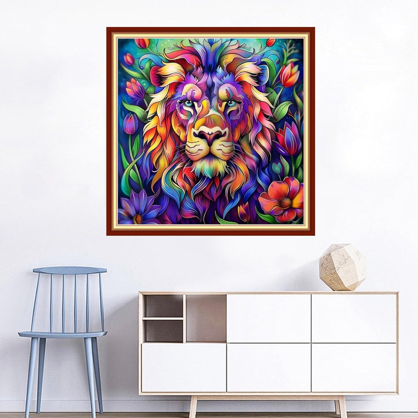 Joyhoor Cross Stitch Kits for Beginners Stamped Cross-Stitch Supplies Needlework preprint Embroidery Kits for Adults DIY Needlepoint Kits Embroidery Patterns 11CT-Colorful Lion 18x18 inchs