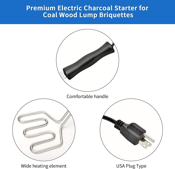 Stanbroil 600W Electric Charcoal Starter - BBQ Tool Replacement for Big Green Egg, Kamado Joe, Weber Kettle Grills/Charcoal Grills