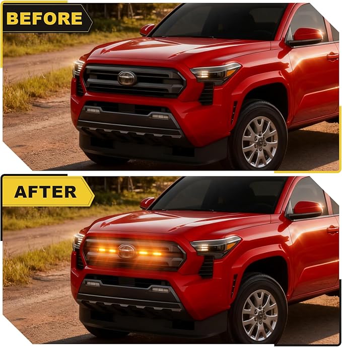 Front Grille Grill Lights for 2024 2025 Tacoma SR SR5 Led Grill Light Accessories,Amber (for SR SR5 only-LED-Amber)