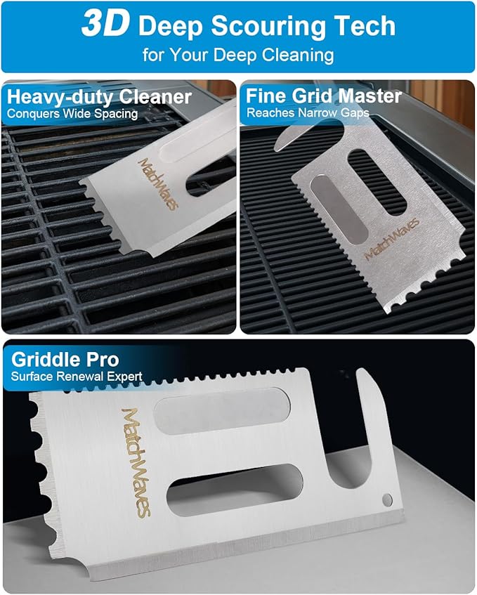 Stainless Steel Grill Scraper for Traeger Grills, Grill Grate Cleaner - Safe Bristle-Free Grill Cleaning Tool