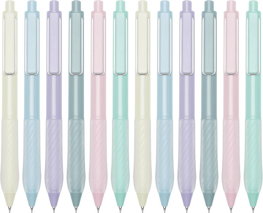 Gel Pens Black Ink Fine Point 0.5mm Retractable Cute Pen for Smooth Writing School Office Supplies (Silver 12-count)