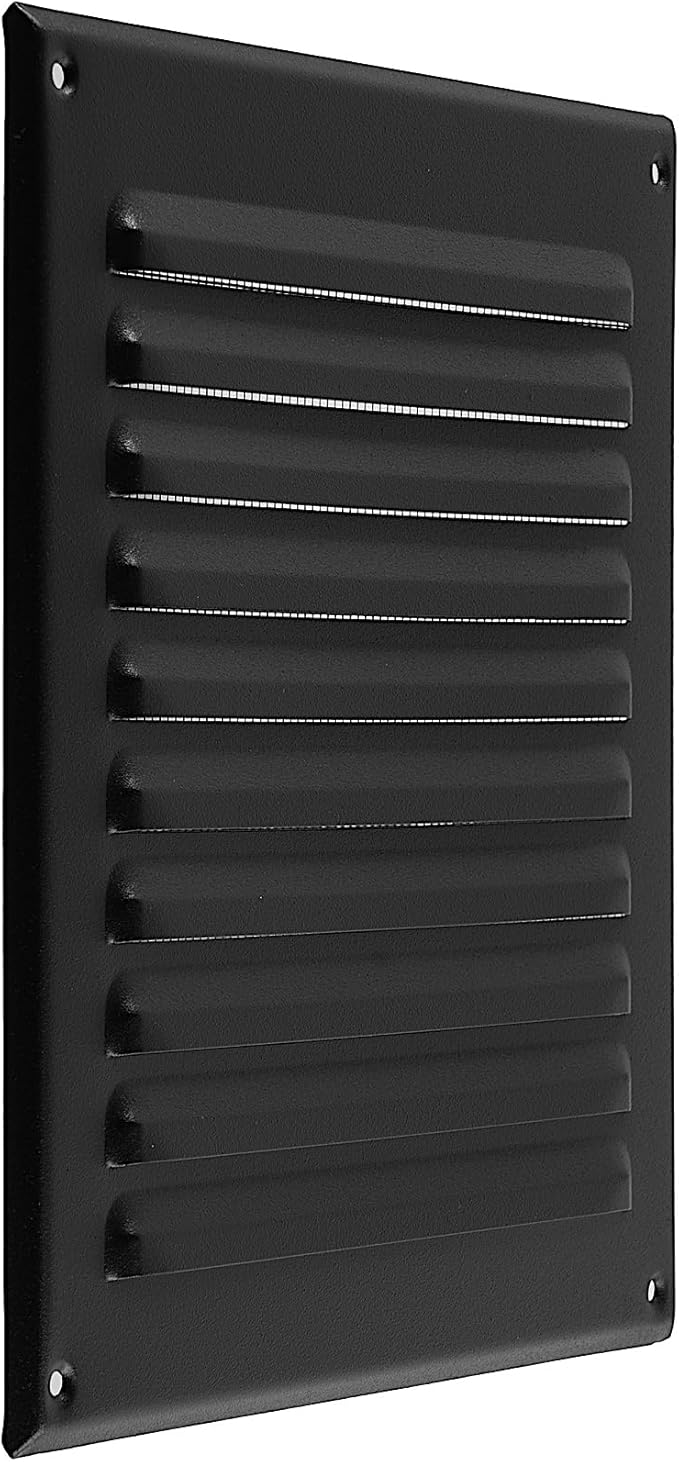 Vent Systems 8 x 8 Inch (Inner) Black Metal Soffit Vent Cover - Durable Square Air Vent Grille with Mesh Screen - Weather Resistant Ventilation Grill - Wall & Ceiling, Indoor & Outdoor