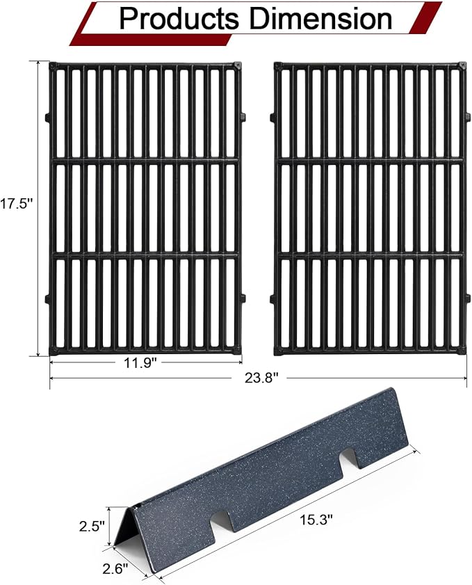 Hiorucet Spirit Grill Parts for Weber Spirit I & II 300 Series with Front Mount Controls E310 E320 E330 S310 S320 S330 SP310 SP320 GS4, 7638 Grill Grates 7636 Flavorizer Bars for Weber Spirit Grill