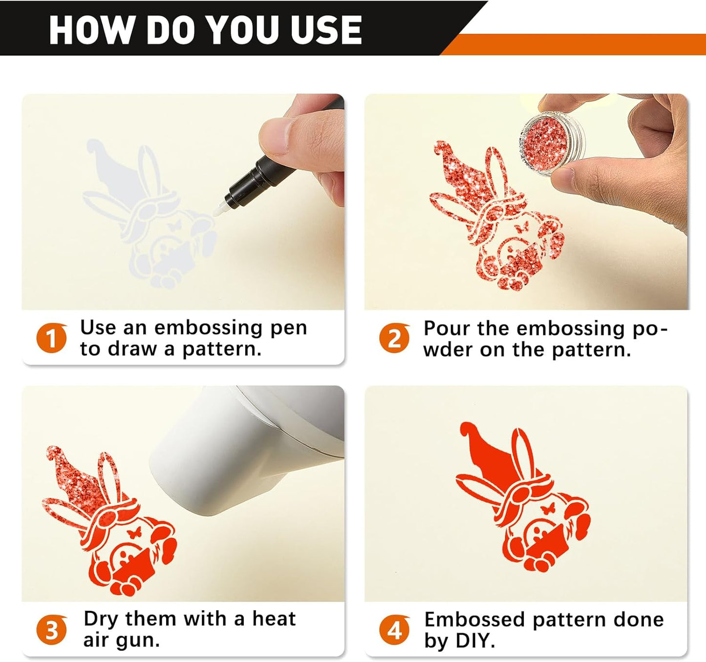 Dual Ended Embossing Pens 2 Pieces Black Embossing Pens for Powder DIY Art Paper Crafting Scrapbooking Drawing Stamping