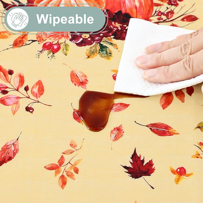 misaya Rectangle Waterproof Vinyl Table Cloth, Wipeable Tablecloth with Flannel Backing, Plastic Table Cover for Fall, Thanksgiving (Pumpkin Truck, 60" x 102")