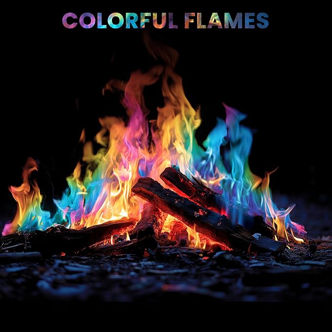 Magical Flames Fire Color Packets (10 Pack), Vibrant Multi-Color Fire for Fire Pits, Campfires, Bonfires & Fireplaces - Camping Essentials & Outdoor Party Accessories