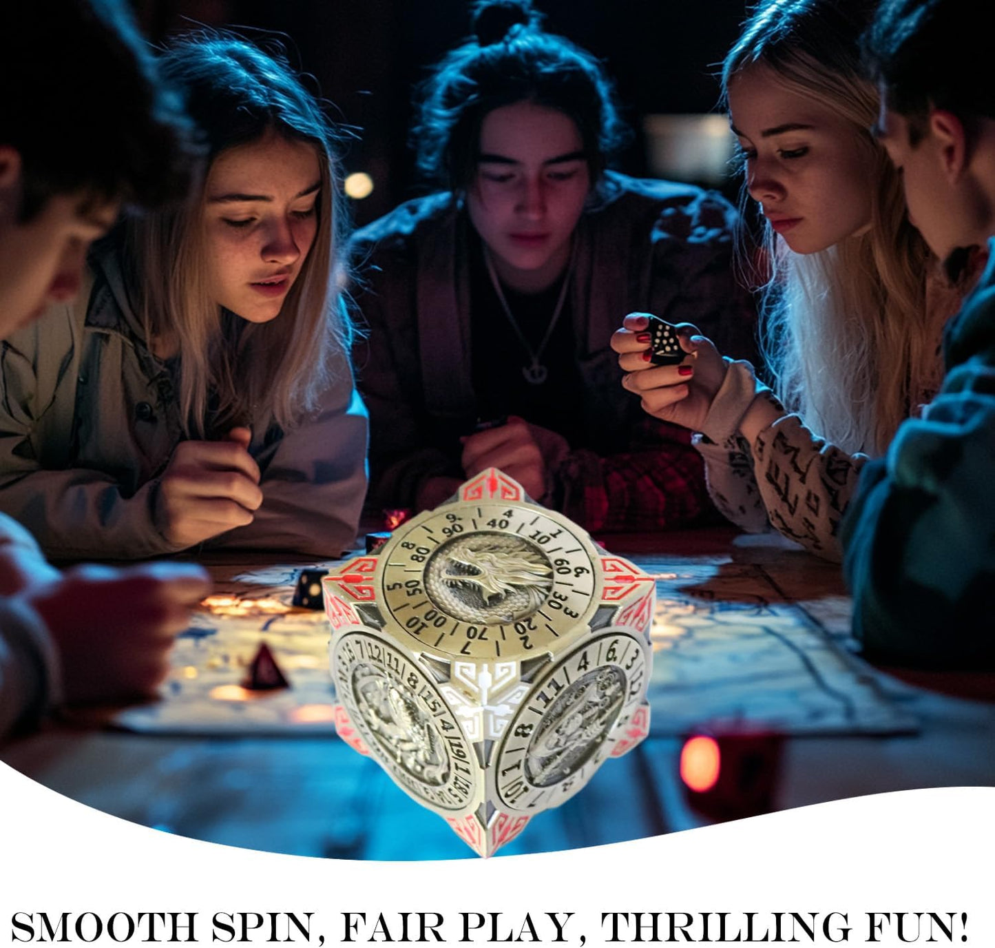 6 Sided Spinner DND Dice - Metal D4 D6 D8 D10 D10% D12 D20 All in One D&D Set - Cool Role Playing Gifts for Dungeons and Dragons TRPG MTG Games Lover Players Upgrade Ancient Bronze