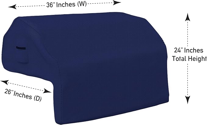 Covers & all Built-in Outdoor Grill Cover, Durable 12 Oz Waterproof Cover Max Material with Air Pocket & Elastic for Snug Fit (36" W x 26" D x 24" H Inches, Blue)