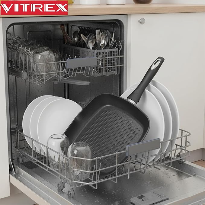 VITREX Nature 11-Inch Forged Aluminum Grill Pan with Nonstick Coating, Compatible with All Stovetops, Dishwasher Safe
