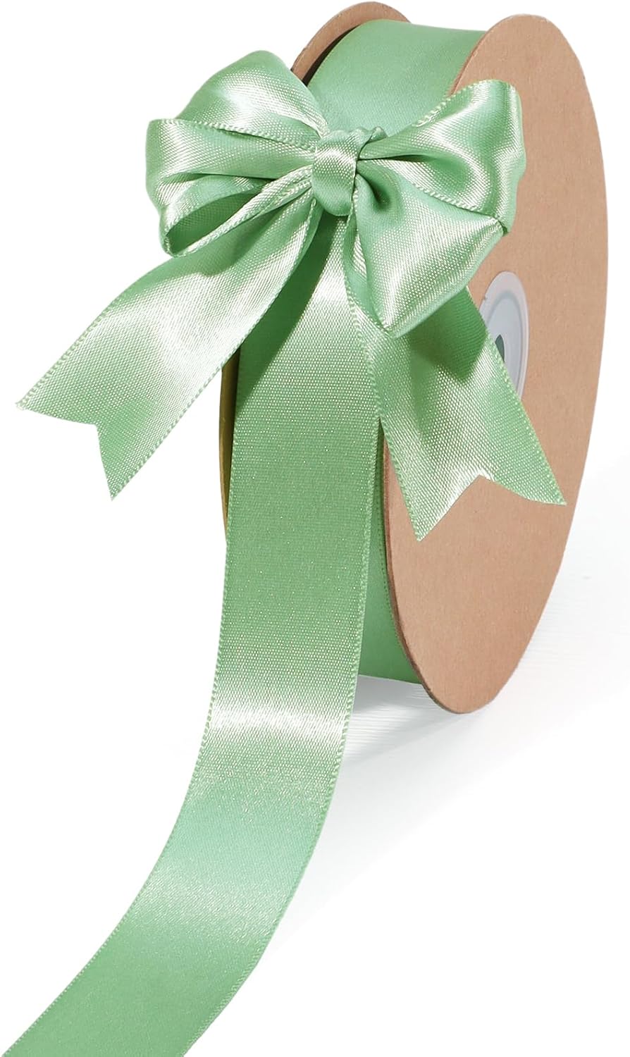 LaRibbons Sage Green Satin Ribbon 1 Inch 50 Yards Luxury Double Faced Green Silk Ribbon for Flower Bouquet Crafts Gift Wrapping Wedding Decoration