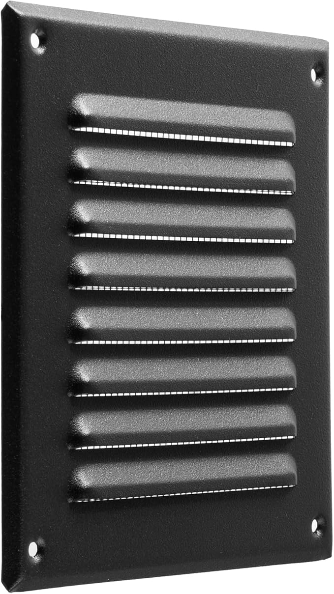 Vent Systems 5 x 5 Inch (Inner) - Pack of 5 - Black Metal Soffit Vent Cover - Durable Square Air Vent Grille with Mesh Screen - Weather Resistant Ventilation Grill - Wall & Ceiling Indoor & Outdoor