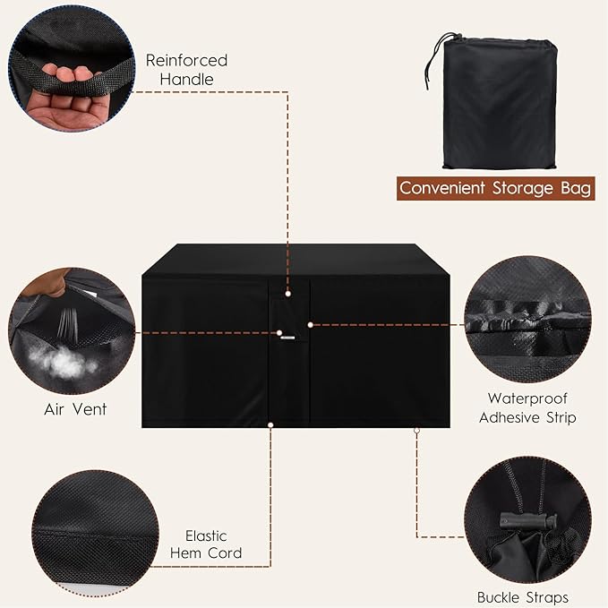 Fire Pit Cover Outdoor Rectangle 56"L x 38"W x 24"H Heavy-Duty Waterproof 600d Oxford Fading Resistant Tear-Resistant Patio Gas Fire Pit Table Cover Coffee Table Cover