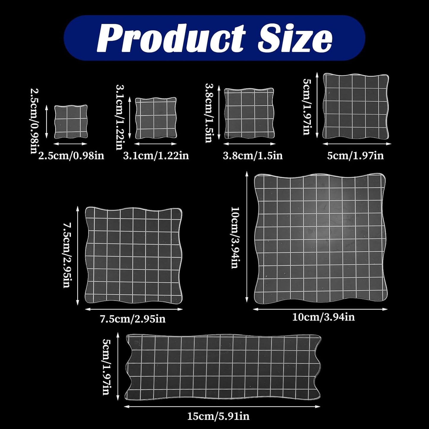 7PCS Acrylic Stamp Block, Clear Stamping Blocks Tool Acrylic Blocks for Stamping Decorative Stamp Blocks Square Display Block Set Props for DIY Crafts Making