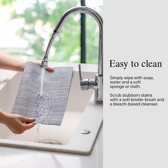 Placemats Set of 8 - Easy Clean Woven Vinyl Placemats for Dining Table, Indoor/Outdoor Place Mats, Washable PVC Table Mats（Gray）