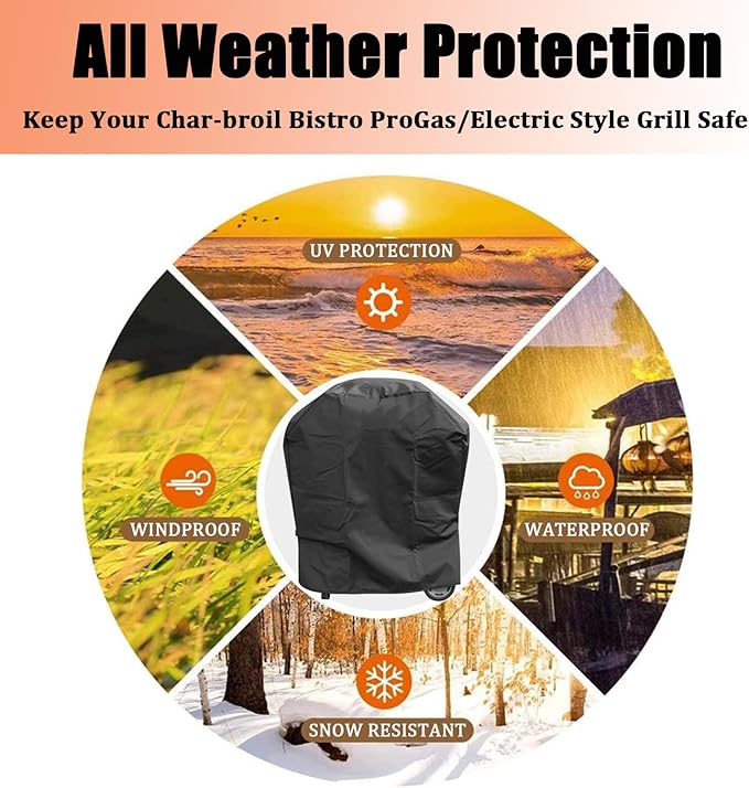 Grill Cover for Charbroil Bistro Pro Electric Grill, Waterproof Outdoor Griddle Cover for Char Broil Bistro Pro Grill Model 25302145 25302146 25302148 25302161 CB1250073P4 Gas Grill Accessories