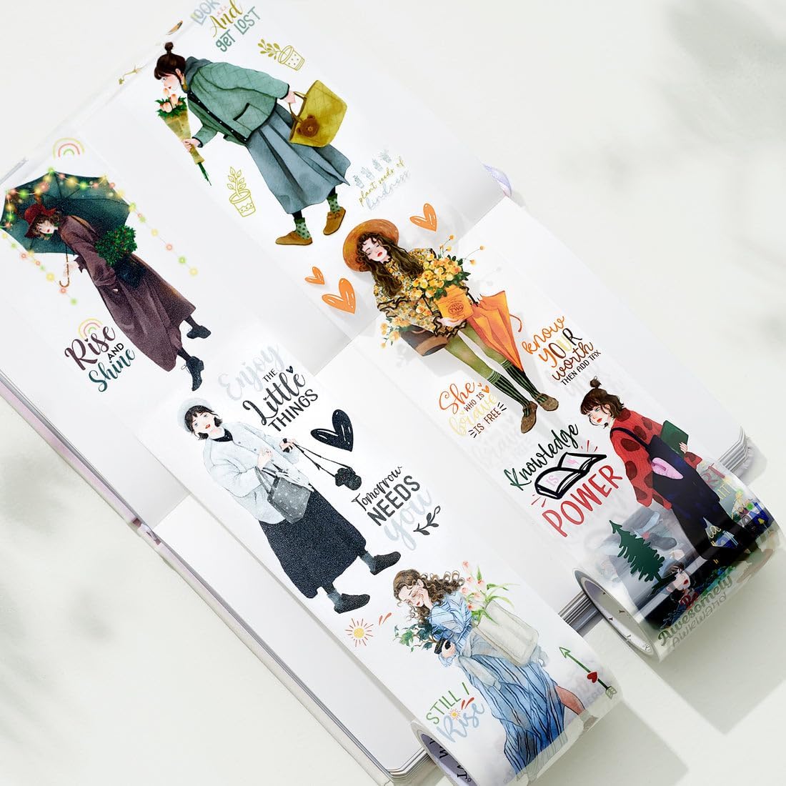 WT Fiery Dream Wide Washi Tape, Single Roll, Original Designs, Modern Fashion Girls Figures Decorative Adhesive Tape for Journaling, Scrapbooking, Bujo Planners, DIY Crafts