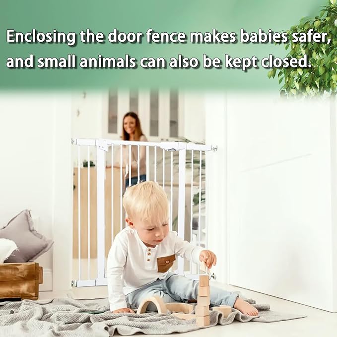 Choice Awards Winner 104.65"-116.38" Baby Gate for Stairs Dog Gate for Doorways Pressure Mounted Self Closing Pet Gates for The House Indoor Auto Close Safety Baby Gate Extra