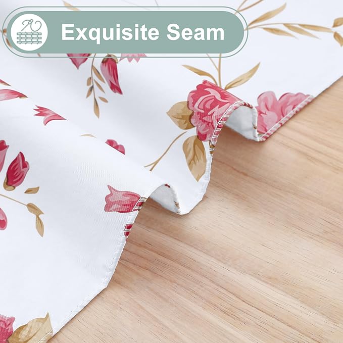misaya Rectangle Waterproof Vinyl Table Cloth, Plastic Tablecloth with Flannel Backing, Wipeable Table Cover for Dinner, Picnic, Indoor and Outdoor (Pink Flowers, 60" x 84")