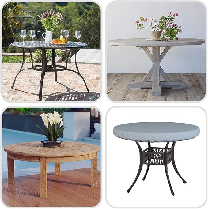 Covers & All Round Table Top Cover, 18 Oz Heavy Duty Waterproof UV & Weather Resistant Patio Table Cover, Outdoor Table Cover for Patio Outdoor Furniture & Coffee Table (36" Diameter x 4" H, Grey)