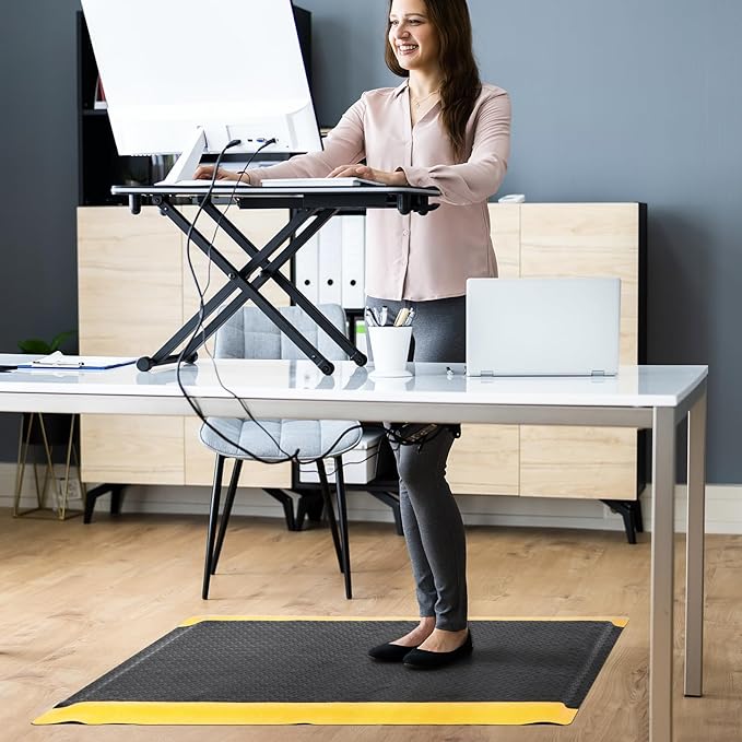 2 x 5 FT Anti Fatigue Mats Industrial 15/16 Inch Thick Soft Sponge Ergonomic Mat Durable Heavy Duty Diamond Plate for Standing Non Slip Industrial Grade Floor Mat for Leg & Back Pain