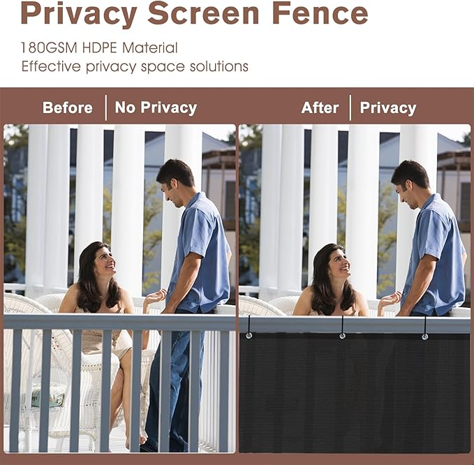 Sunny Guard Customized 3'x30' Black Balcony Privacy Screen,90% Shade Apartments Fence Cover,Heavy Duty Mesh Windscreen for Deck,Outdoor,Backyard,Patio