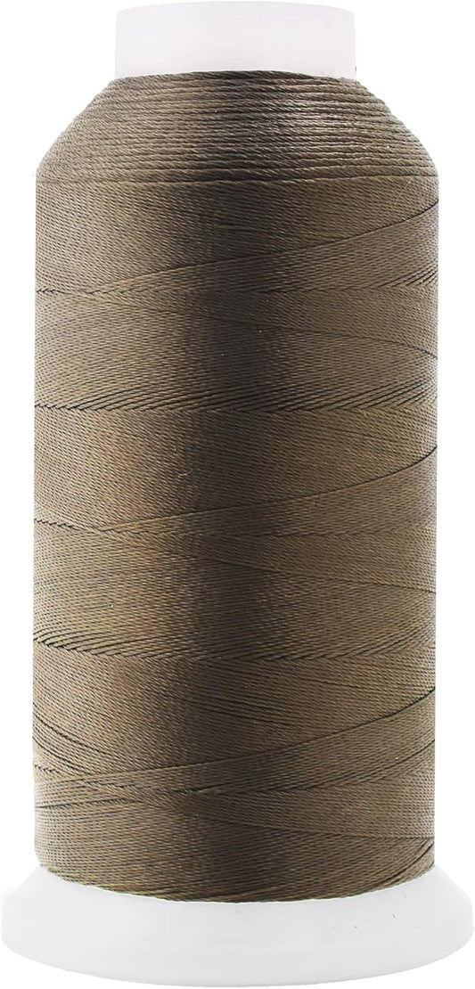 Mandala Crafts Dark Beige Heavy Duty Thread - 1500 Yds Tex 70 Thread for Sewing Drapery Jeans Leather Hair - Bonded Polyester for Outdoor Marine Upholstery