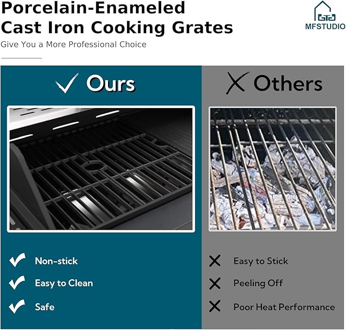 MFSTUDIO Propane Grills with Side Burner, BBQ Grill Griddle Combo for Outdoor Cooking and Patio Backyard Barbecue, with Porcelain-Enameled Cast Iron Grates, Black