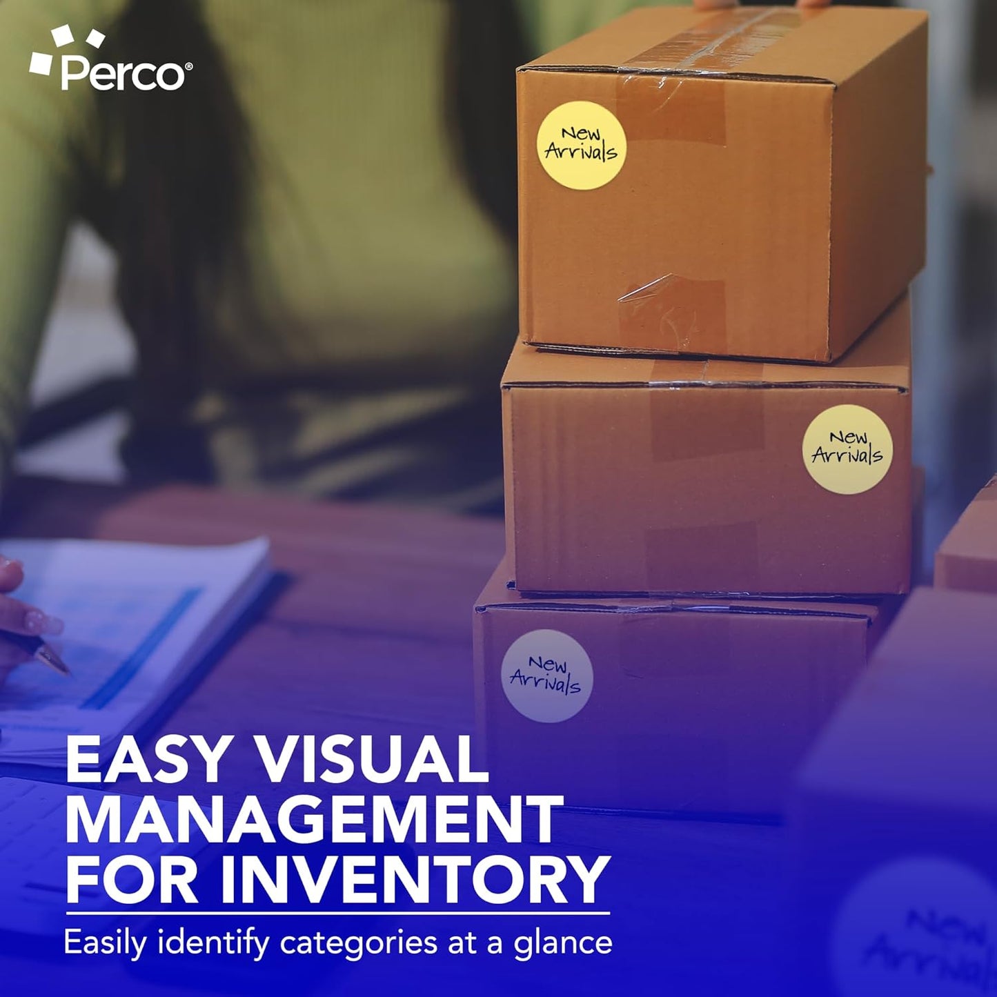 Perco Gold 3-Inch Round Circle Dot Sticker Labels with Permanent Adhesive for Wedding Invitations - 500 Labels per Roll - Vibrant Colors, Strong Adhesion - Made in USA