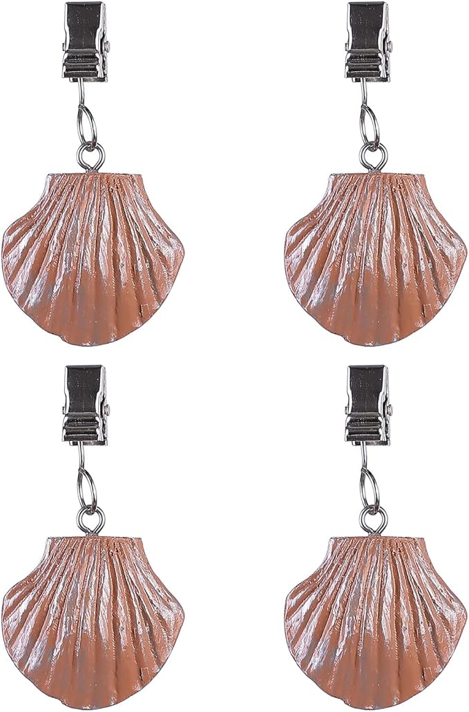 TwoFish Home Set of 4 Resin Chocolate Shells Tablecloth Weights Clips Handicraft Chocolate Shells Tablecloth Clamps Pack of 4