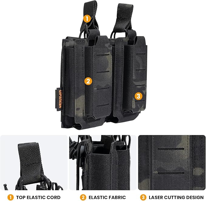 EXCELLENT ELITE SPANKER Tactical Open-Top Single/Double/Triple Molle Mag Pouch for Pistol Mag Pouch Tactical Bag Accessories Holder