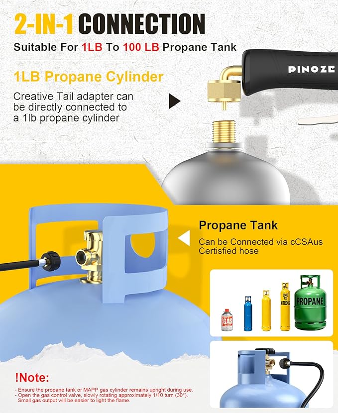 Propane Torch Weed Burner - 2,400,000 BTU Heavy Duty Blow Torch with Igniter & 10FT Hose, Flamethrower with 1LB Cylinder Adapter & Flame Control/Turbo Trigger for Weeding Wood Ice Snow Roof BBQ