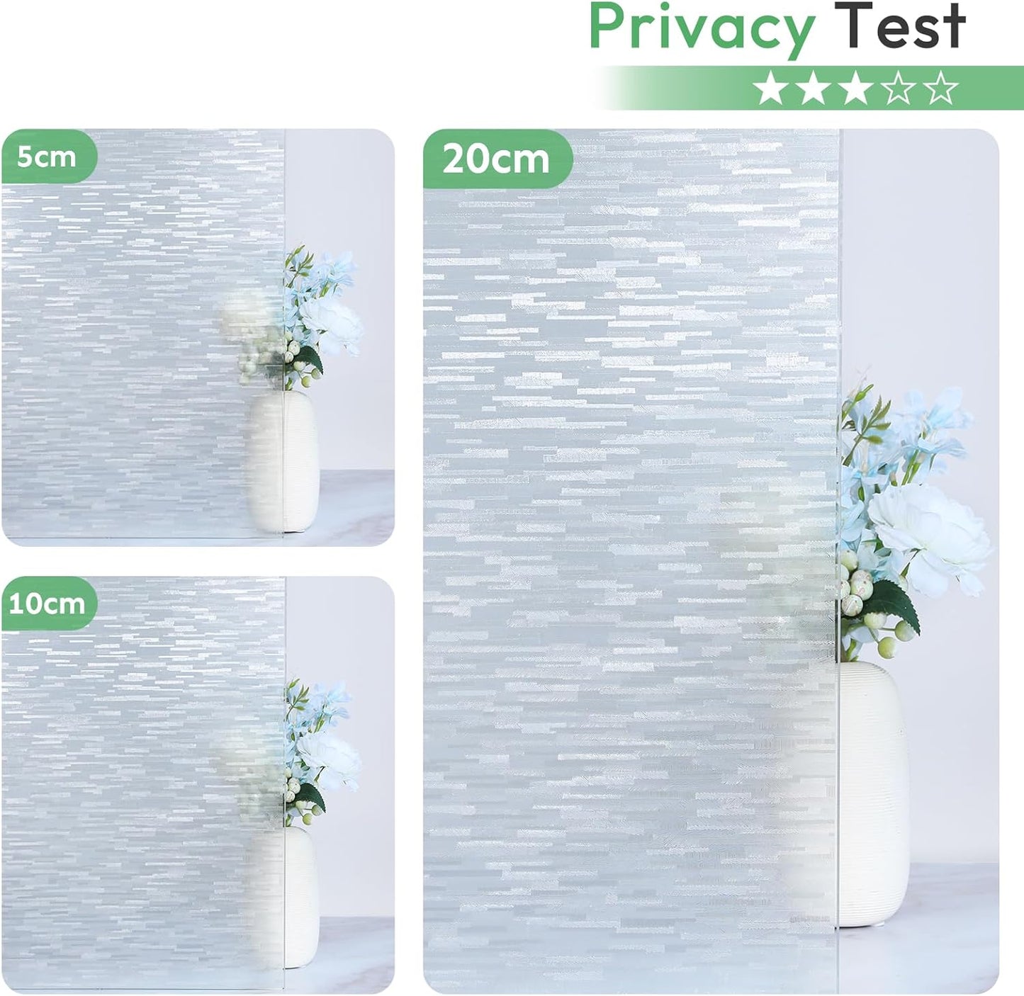Homein Window Privacy Film, Frosted Glass Window Film Decorative, Non Adhesive Glass Clings, UV Blocking Static Cling Front Door Coverings, Removable Privacy Sticker for Home, 23.6 x 78.7 inches