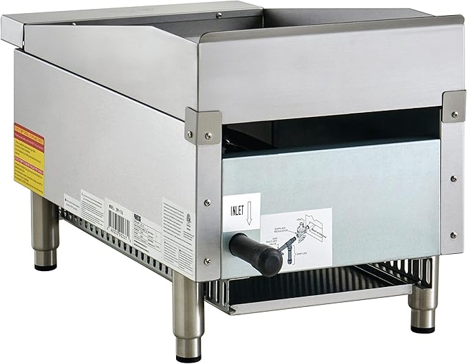 Kratos 15" Wide Commercial Countertop Griddle, Gas Hot Plate for Restaurants, Manual Control, 1 Burner, Compact Space Saving Gas Girddle, Powerful 30,000 BTU Output (29Y-176)