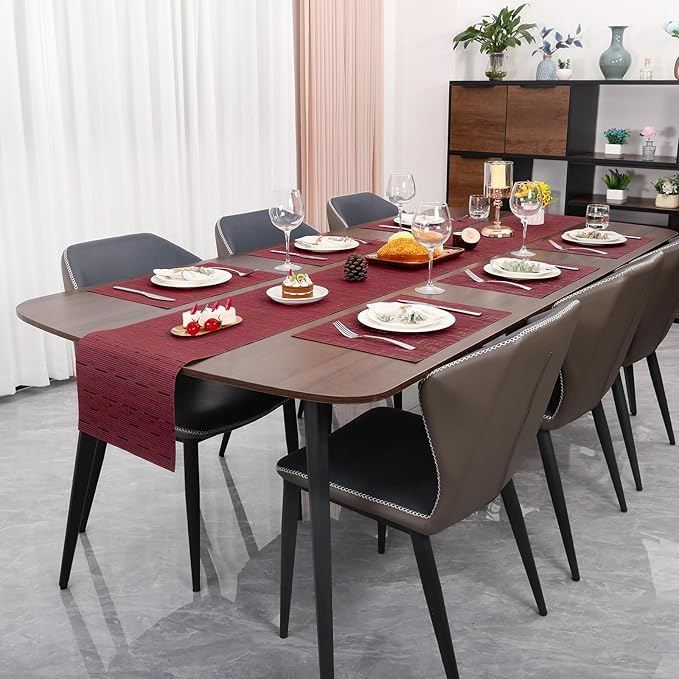 Myir JUN Table Runner, Vinyl Table Runner Indoor 55 Inch Long Arbitrarily Cropped Runner for Table Heatproof for Home Party (Red, 12 x 55 inch)