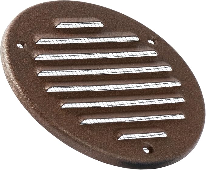 Vent Systems - 4 Inch (Inner) Pack of 10 Brown Metal Round Soffit Air Vent Grille Cover, Register air Vent Deflector, Louver - Built-in Mesh - HVAC for Bathroom, Home Office, Kitchen 5 Inch (Outer)