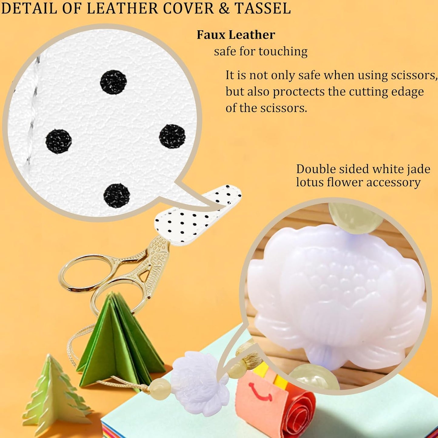 BIHRTC 3.6Inch Small Embroidery Scissors Precision Scissor with Leather Cover Tassel Stainless Steel Tip for Crafting Thread Cutting Sewing DIY Needlework Artwork Housework