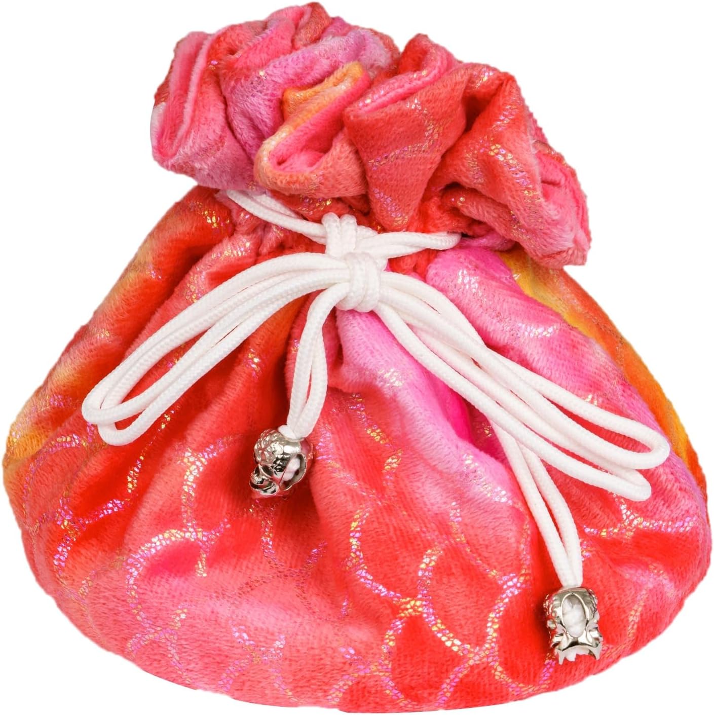 DND Dice Bags Large with Pockets Orange Storage Bag Fish Scale Pattern for RPG Game Dices - Capacity 200+ Dice