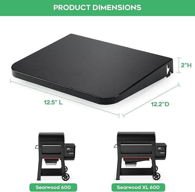 Folding Side Barbecue Shelf Compatible with Weber Searwood 600/600XL Pellet Grills, Folding Side Table, Ideal for Food Prep and Storage