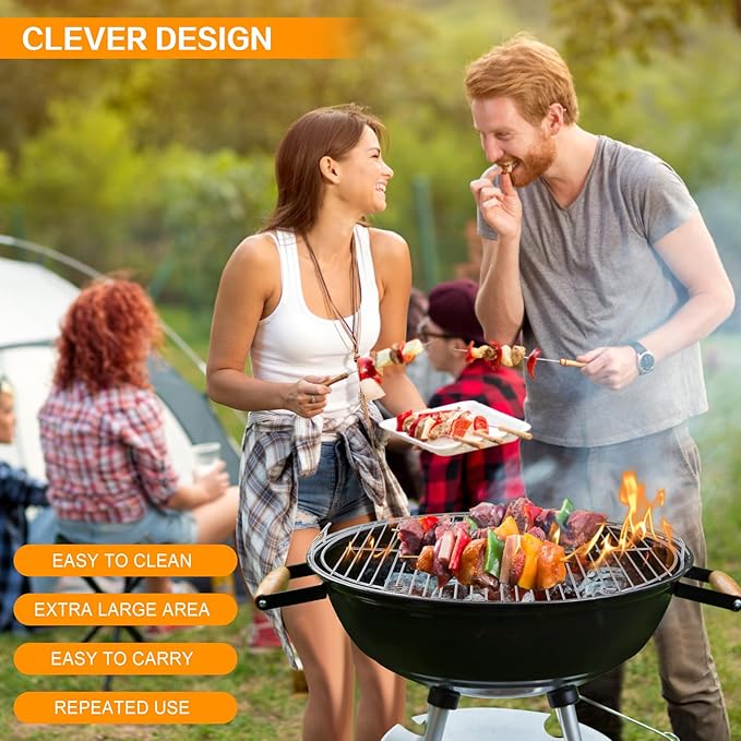 Coolbird Hinged Cooking Grate for 22 Inch Charcoal Grill, Iron Replacement Grill Grate with