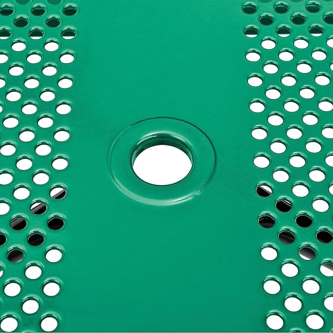 Global Industrial 72" Rectangular Picnic Table, Perforated Metal, Thermoplastic Coating, Attached Benches, 1-1/2” Umbrella Pole Hole, Outdoor-Rated, 1000 lbs Capacity, Green