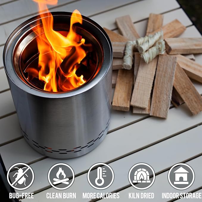 Mini Fire Stick with Fire Starter & Tongs, 4'' Kiln-Dried Pine Great Firewood for Wood Stoves, Tabletop Fire Pit, BBQ Grill, Pizza Oven, Solo Stove Accessories, BBQ Accessories, 10 lb Box