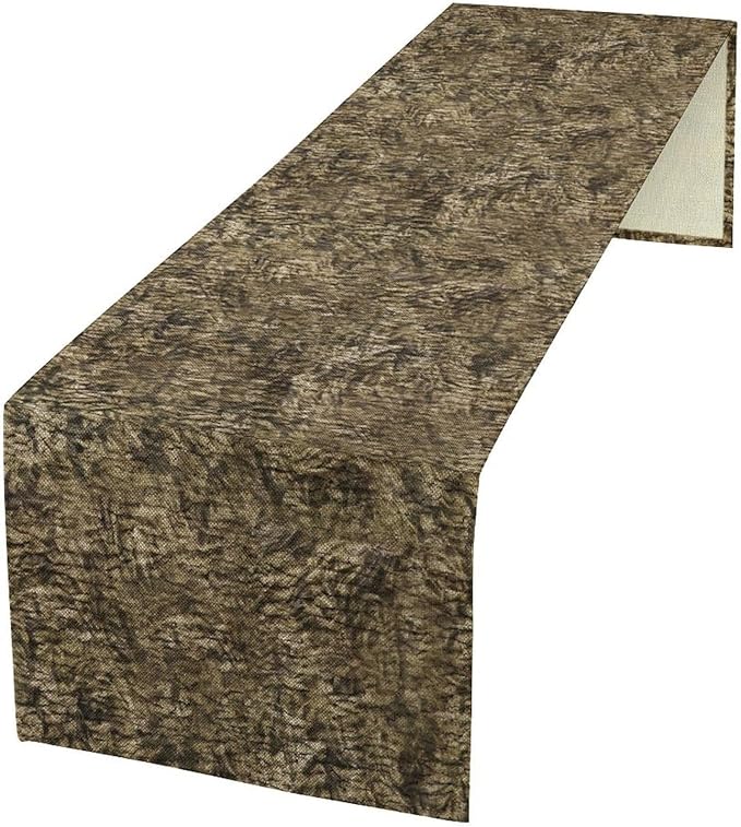 Forest Tree Bark Table Runner, Retro Camo Rustic Country Old Trunk Wood Table Runner for Home Kitchen Outdoor Party 13x60in