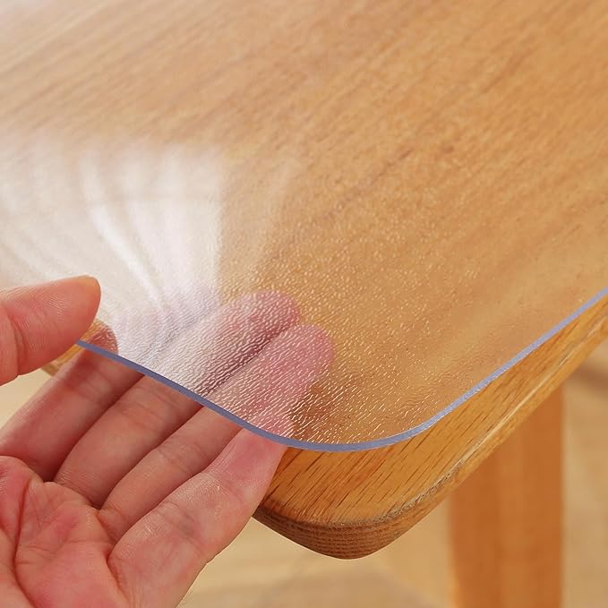 Frosted Clear Table Protector 38 x 60 Inch, 1.5mm Thick Plastic Table Cover, Waterproof PVC Clear Table Cover Protector, Desk Protector Mat, Writing Desk Pad for Desktop, Coffee & Dining Room Table