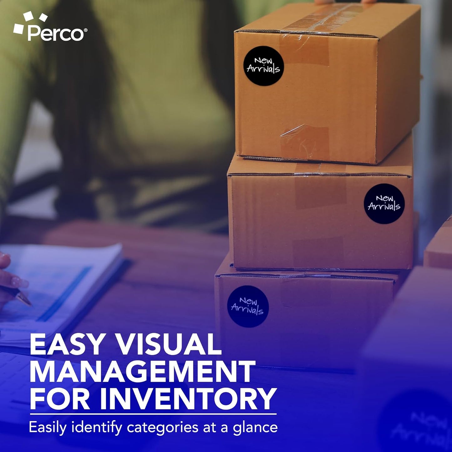 Perco Black 3-Inch Round Circle Dot Sticker Labels with Easy Peel Perforation - 500 Labels per Roll - Strong Adhesion, Vibrant Colors for Organizing, Crafting & More - Made in USA