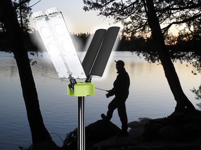 PowerSmith Voyager PVLR8000A 8000 Lumen Collapsible Cordless Tripod LED Work Light with Battery, Charger & Carry Bag Included. Optional 3-Way Power, Remote Control , Black