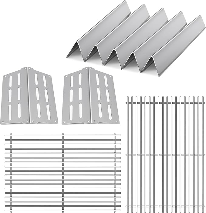 Stainless Steel Grill Replacement Parts for Weber Genesis E310 E320 E330 S330 EP-310 with 7524 Grill Grates 7620 Flavorizer Bars 7622 Heat Deflector for Weber Genesis 300 Series 7621, 19.5”