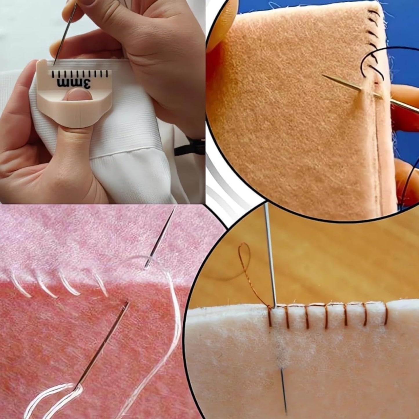 Sewing Finger Ruler for Even Stitches, Magnetic Seam Guide Sewing Kit Supplies Non-Slip Template Mini Measuring Gauge 4mm 3mm 2mm, Quilting Templates Precision Sewing DIY Handmade Sewing Tool (White)