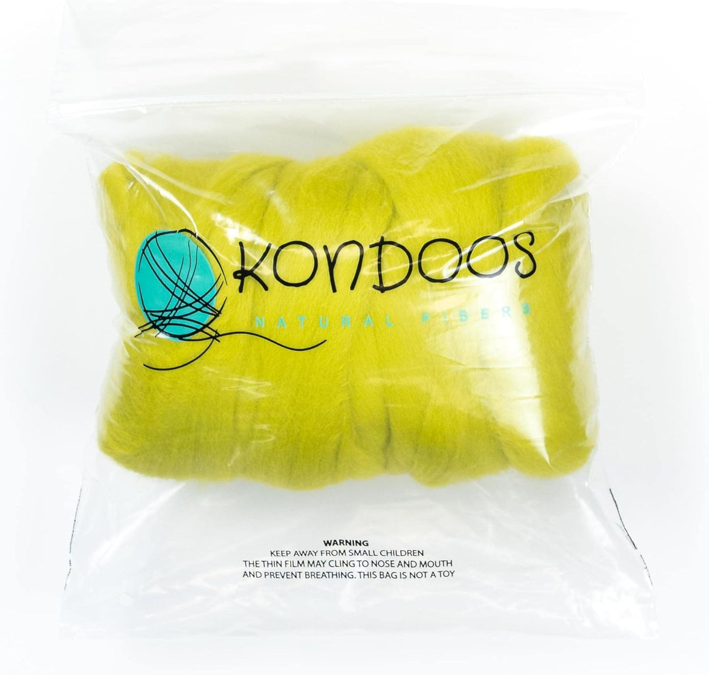 Kondoos Colored Natural Wool roving, 8 OZ. Best Wool for Needle Felting, Wet Felting, handcrafts and Spinning. (Green Lime)