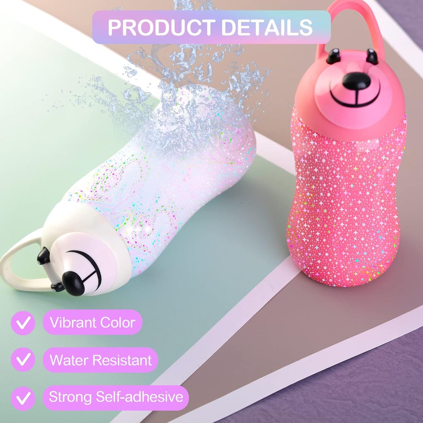 36 Sheets Holographic Sticker Paper Transparent Holographic Laminate Sheets Self Adhesive Glitter Film Laminating Sheets Clear Waterproof Vinyl Overlay for DIY Crafts, 8.5 x 11 inch Star Pattern